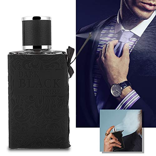 Parfum para hombre, fragancia francesa para hombres, fresca y elegante, exquisito embalaje de cuero, perfume de colonia de larga duración, regalo de cumpleaños para novio, padre 80 ml(Black)