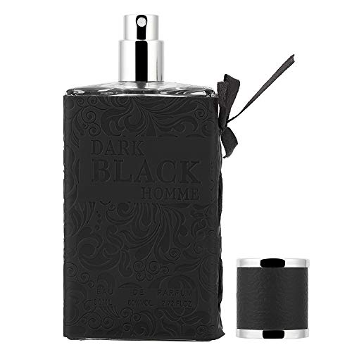 Parfum para hombre, fragancia francesa para hombres, fresca y elegante, exquisito embalaje de cuero, perfume de colonia de larga duración, regalo de cumpleaños para novio, padre 80 ml(Black)