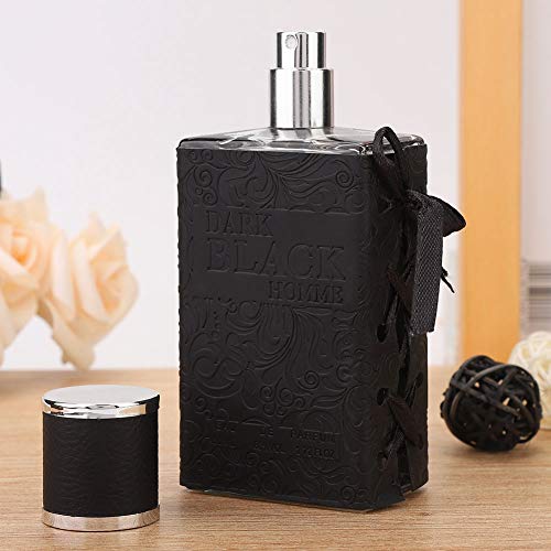 Parfum para hombre, fragancia francesa para hombres, fresca y elegante, exquisito embalaje de cuero, perfume de colonia de larga duración, regalo de cumpleaños para novio, padre 80 ml(Black)