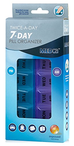 Pastillero semanal MEDca, dos al día, 1 organizador de pastillas