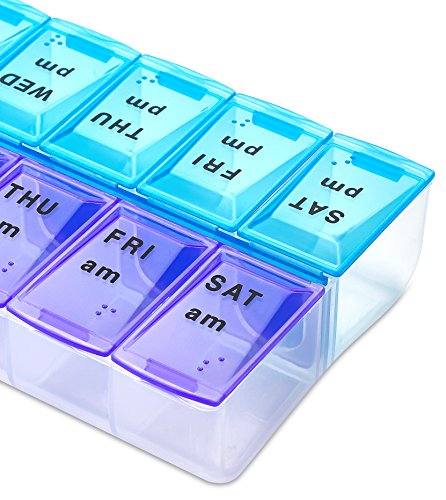 Pastillero semanal MEDca, dos al día, 1 organizador de pastillas