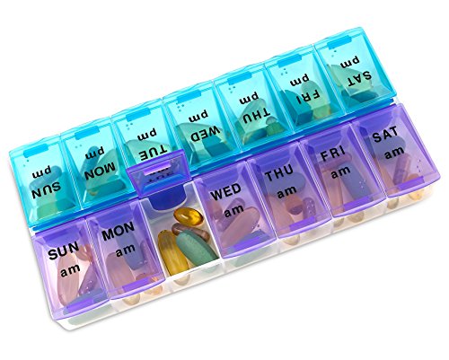 Pastillero semanal MEDca, dos al día, 1 organizador de pastillas