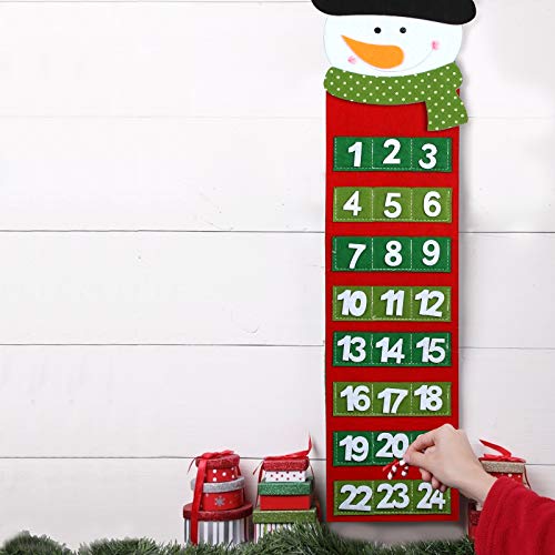 PATAZOK Calendario de Adviento Colgante 1pcs Calendario de Muñeco de Nieve Decoraciones temáticas de Cuenta Regresiva de Navidad Adornos Festivos Oficina en el hogar artesanía DIY para niños Adultos