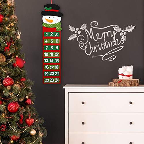 PATAZOK Calendario de Adviento Colgante 1pcs Calendario de Muñeco de Nieve Decoraciones temáticas de Cuenta Regresiva de Navidad Adornos Festivos Oficina en el hogar artesanía DIY para niños Adultos