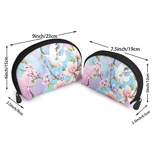 Patrón de Acuarela Red Head Crane Funda de Almohada de Estilo japonés Estuche para cosméticos Bolsos portátiles Organizador de Bolsos con Cremallera 2 uds