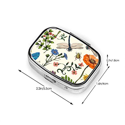 Patrón de verano Botanical Nature Caja de pastillas cuadrada personalizada Caja decorativa Contenedor de vitaminas Bolsillo o billetera