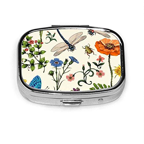 Patrón de verano Botanical Nature Caja de pastillas cuadrada personalizada Caja decorativa Contenedor de vitaminas Bolsillo o billetera