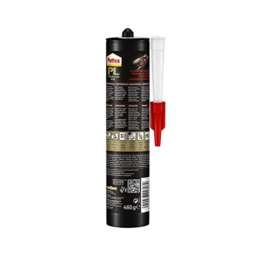 Pattex PL Premium Pegamento adhesivo de montaje resistente al agua, blanco,1 cartucho x 460 g
