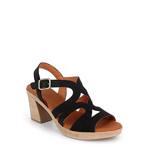 PAULA URBAN - Sandalias Vestir - Cuero para: Mujer Color: Nabuk/Negro Talla: 41