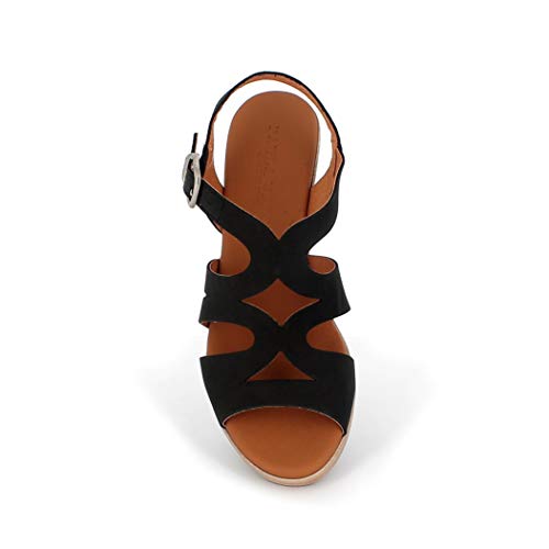 PAULA URBAN - Sandalias Vestir - Cuero para: Mujer Color: Nabuk/Negro Talla: 41