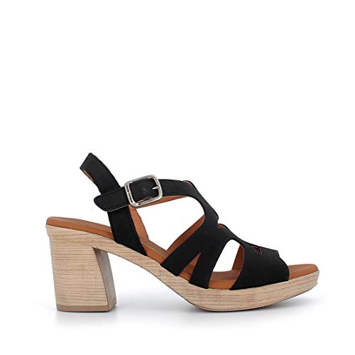 PAULA URBAN - Sandalias Vestir - Cuero para: Mujer Color: Nabuk/Negro Talla: 41