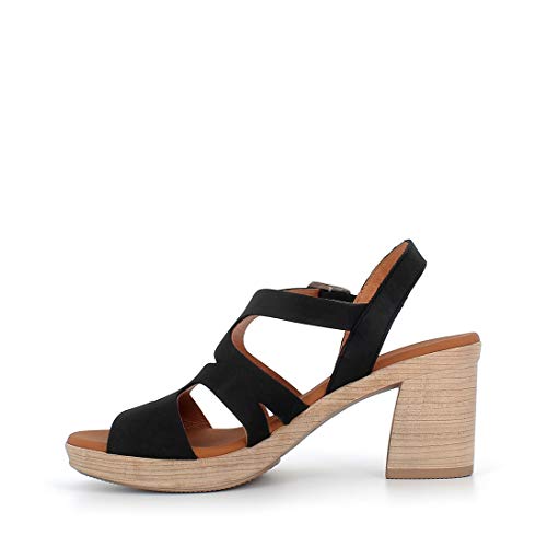 PAULA URBAN - Sandalias Vestir - Cuero para: Mujer Color: Nabuk/Negro Talla: 41