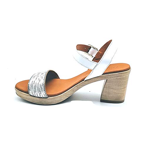 PAULA URBAN - Sandalias Vestir - Cuero para: Mujer Color: Trenza-Bangla/Blanco Talla: 41