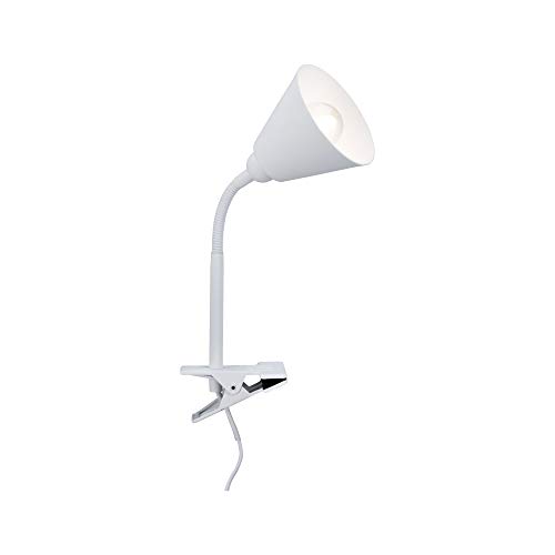 Paulmann 95431 Vitis-Flexo con Brazo Flexible Redondo Lámpara con Interruptor de Cuerda (20 W, Metal, plástico E14), Color Blanco