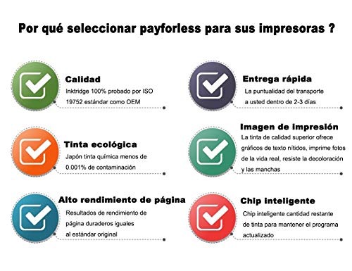 PayForLess 18XL Cartuchos de Tinta Compatible para Epson Expression Home XP-225 XP-215 XP-205 XP-322 XP-212 XP-402 XP-415 XP-422 XP-425 XP-302 XP-305 XP-325 （6 Negro）