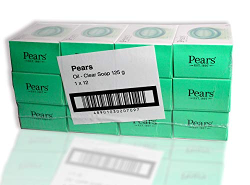 Pears Soap - Con extractos de flores de limón. Auténtico Jabón Verde Transparente - Juego de 12 barras, 125 g cada una (Paquete de 12)