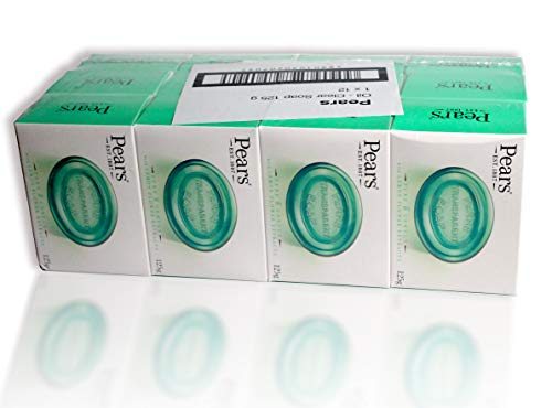 Pears Soap - Con extractos de flores de limón. Auténtico Jabón Verde Transparente - Juego de 12 barras, 125 g cada una (Paquete de 12)