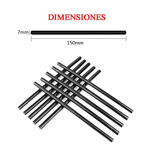 Pegamentos Termofusibles, 7mm*150mm Segura y No Tóxica Larga Barras de Silicona Recambio para Manualidades Calentamiento Fusión Rápida (50-Negro)