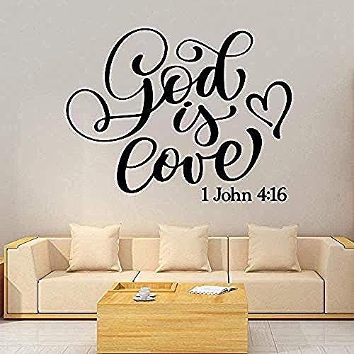 Pegatinas de pared para decoración del hogar, frase divertida de Dios es amor, uso familiar para Mural religioso sagrado, Mural 42 * 54 cm