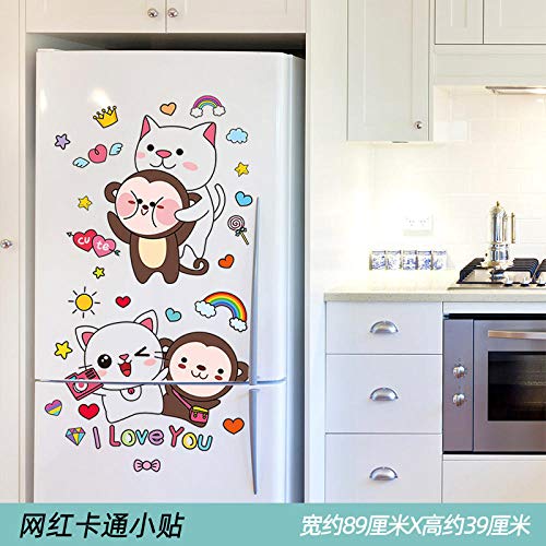 Pegatinas de refrigerador estéreo 3D pegatinas de pared de pintura decorativa pegatinas de puerta de cocina a prueba de agua-Gato de ojos grandes pintado a mano (colección más entrega prioritaria de c