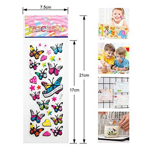 Pegatinas para Niños, Leenou 950+ 3D Puffy Sticker Variedad de Pegatinas para Regalos Gratificantes Scrapbooking Que Incluye Animales, Peces, Dinosaurios, Números, Frutas, Aviones y Más (36 Hojas)