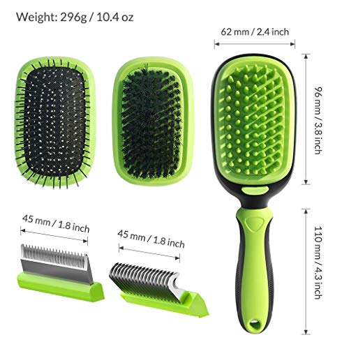 Peine Perro Cepillo Masajes y Baño Aguja y Cerdas Pincel Quitar Pelos de Depilación Mascotas 5 en 1 Kit Limpieza Elininar Cabello Muertos Desenredar Nudos Herramienta de Deshuesado para Perros y Gatos
