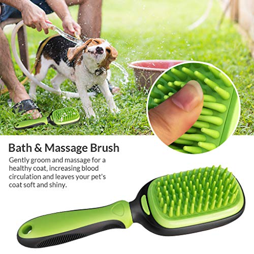 Peine Perro Cepillo Masajes y Baño Aguja y Cerdas Pincel Quitar Pelos de Depilación Mascotas 5 en 1 Kit Limpieza Elininar Cabello Muertos Desenredar Nudos Herramienta de Deshuesado para Perros y Gatos