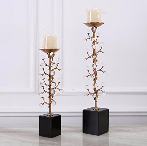 PEIWENIN-Los Soportes de Vela caseros de la Tabla adornan la Vela cristalina Creativa de la Forma de la Bola cristalina, 8 * 8 * 45cm