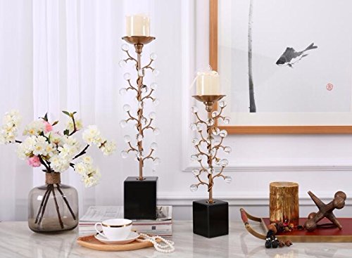 PEIWENIN-Los Soportes de Vela caseros de la Tabla adornan la Vela cristalina Creativa de la Forma de la Bola cristalina, 8 * 8 * 45cm