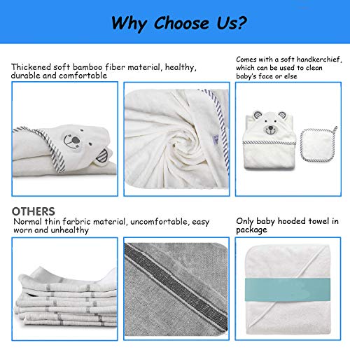 Pejoye Toalla de Baño con Capucha de Bambú Orgánico para Niñas, Niños, Bebés y Recién Nacidos Toallas con Capucha de Panda de Bebé Algodón Natural Muy Duradero Extra Suave y Grueso