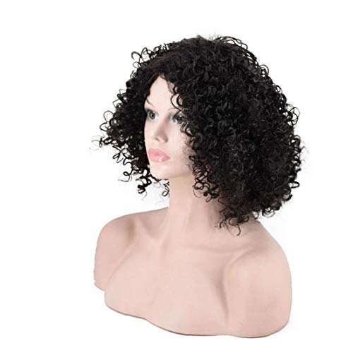 Peluca afro peluca rizada de la fibra sintética del frente del cordón de mirada natural de pelucas para mujeres niñas Negro