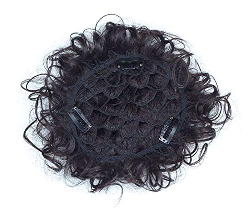 Peluca de pelo corto rizado con clip en la base de la corona ahuecada para mujeres