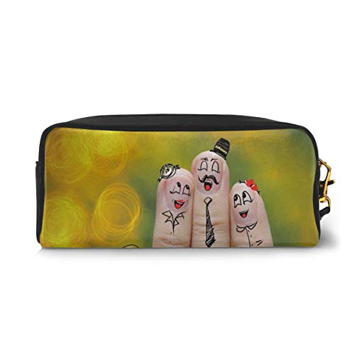Pencil Case Pen Bag Pouch Stationary,Happy Finger Family Holding We Love Family Words Hugging Smiling Funny Cute Artwork,Small Makeup Bag Coin Purse