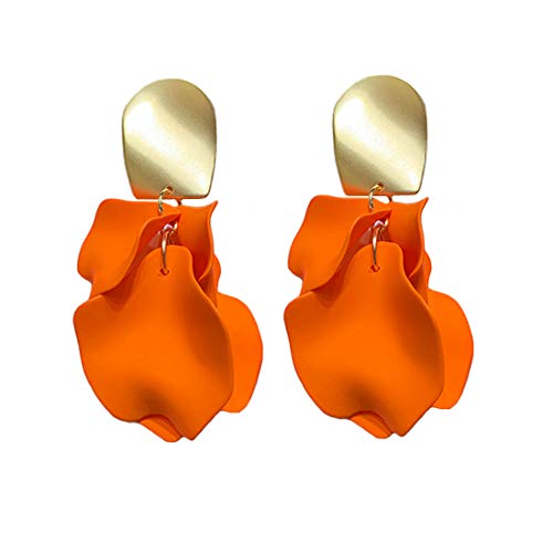 Pendientes largos bohemios de acrílico con diseño de pétalos de rosa con forma de gota para mujeres y niñas