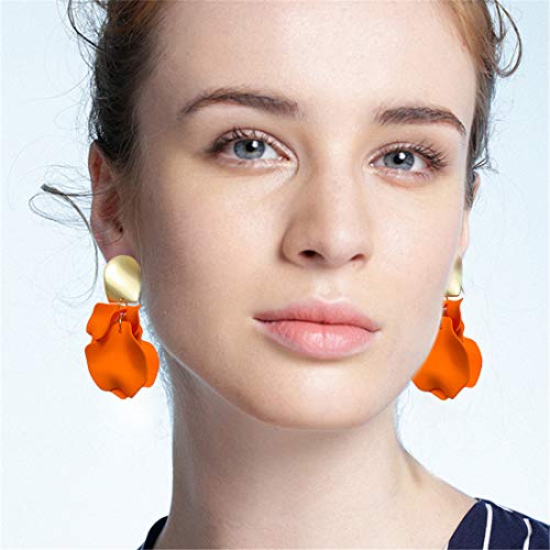 Pendientes largos bohemios de acrílico con diseño de pétalos de rosa con forma de gota para mujeres y niñas