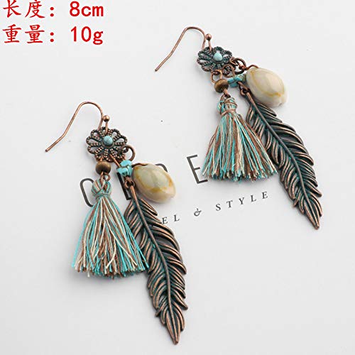 Pendientes largos bohemios exóticos románticos viajes románticos junto a la simple generosa borla redonda pendientes 601