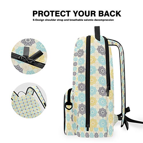 PENGTU Zaino per scuola con Stampa Folk Art retrò marocchino all'henné con astuccio rimovibile, zaino da viaggio 2 in 1 per Laptop da 15 pollici per Ragazze o Ragazzi