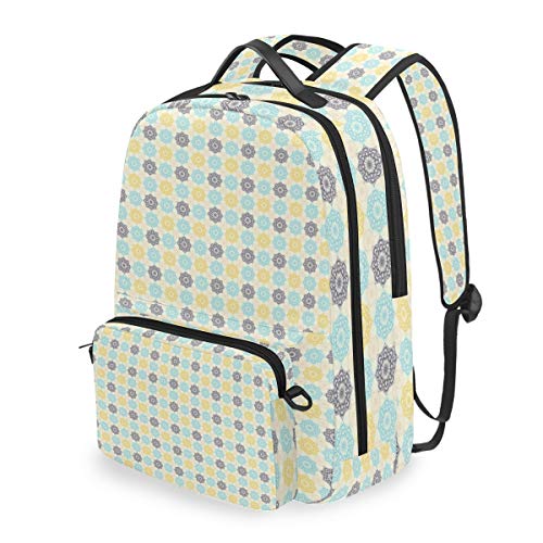PENGTU Zaino per scuola con Stampa Folk Art retrò marocchino all'henné con astuccio rimovibile, zaino da viaggio 2 in 1 per Laptop da 15 pollici per Ragazze o Ragazzi