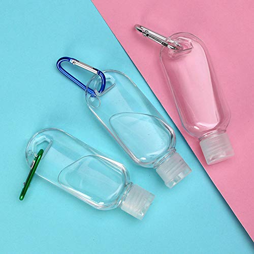 PENGXING 2Pcs 50ml Botella Recargable Vacía Botellas de Almacenamiento con Llavero, Recipiente Cosmético Portátil de Plástico Transparente de Viaje (2pcs)