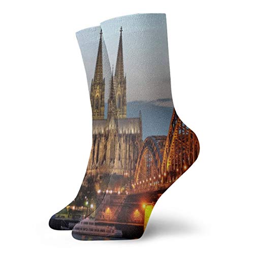 Pengyong Colonia Old Bridge and Rhine River At Sunset Calcetines Informales Transpirables para Correr, Entrenar y Caminar para Hombres y Mujeres