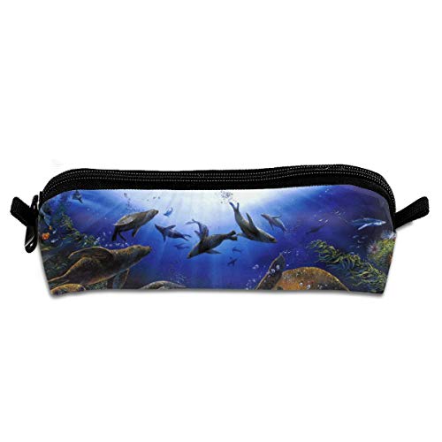Pengyong Sea Life HD - Estuche para lápices de Estudiante con Cremallera, Bolsa pequeña para cosméticos y Maquillaje, Monedero para niños, Adolescentes y Otros Suministros Escolares