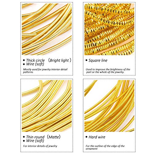 PENVEAT Bordado de Oro de Coser de 1,5 mm, Alambre de lingotes francés, Accesorios de Bricolaje, orfebrería, fabricación de Joyas, Hecho a Mano, Aproximadamente 10 g/Lote, Rojo