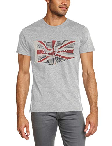 Pepe Jeans Flag Logo Camiseta, Gris (Grey Marl 933), Small para Hombre
