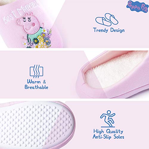 Peppa Pig Zapatillas de Casa para Mujer Invierno con Mummy Pig, Pantuflas Suela de Goma Dura para Interior y Exterior, Zapatilla Cálida y Acogedora, Regalos para Mamá Hijas (40/41 EU)