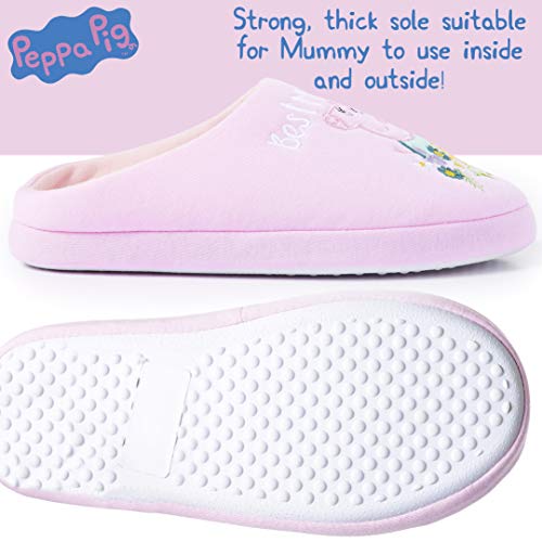 Peppa Pig Zapatillas de Casa para Mujer Invierno con Mummy Pig, Pantuflas Suela de Goma Dura para Interior y Exterior, Zapatilla Cálida y Acogedora, Regalos para Mamá Hijas (40/41 EU)