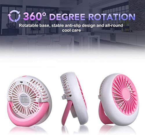 Pequeño mini ventilador de mano portátil del ventilador del ventilador de tabla 3 niveles de velocidad, con 1200 mAh USB cable de carga, Eco bebé Ministerio del Interior compartida Viajes, 125x125x55