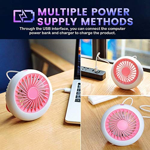 Pequeño mini ventilador de mano portátil del ventilador del ventilador de tabla 3 niveles de velocidad, con 1200 mAh USB cable de carga, Eco bebé Ministerio del Interior compartida Viajes, 125x125x55