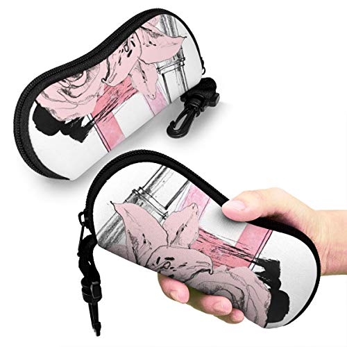 Perfume Con Lápiz Labial Sobre Fondo Blanco Gafas Caso Espectáculo Caja Portátil Gafas Caso Portátil Gafas Estuche Con Cerradura