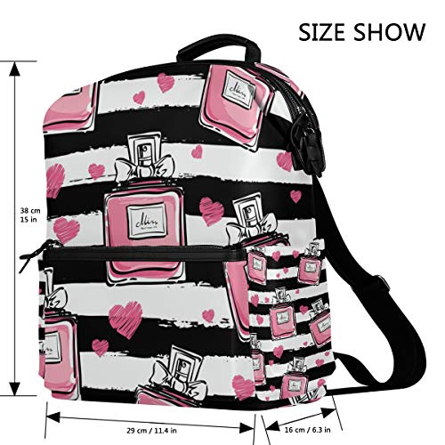 Perfume raya patrón mochila para las mujeres hombres mochila moda portátil mochila escuela colegio bolsa de viaje niña niño escuela