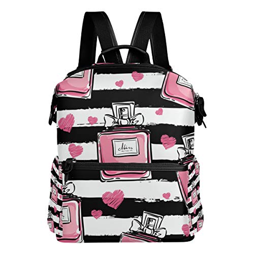 Perfume raya patrón mochila para las mujeres hombres mochila moda portátil mochila escuela colegio bolsa de viaje niña niño escuela